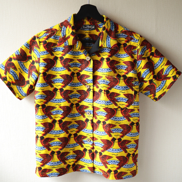 アロハシャツ　アフリカ布 開襟 半袖 レディース LA2 2枚目の画像