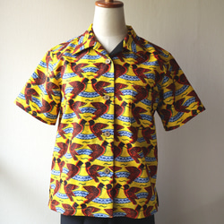 アロハシャツ　アフリカ布 開襟 半袖 レディース LA2 1枚目の画像