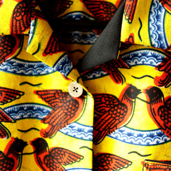 アロハシャツ　アフリカ布 開襟 半袖 レディース LA2 3枚目の画像