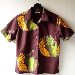 アロハシャツ　アフリカ布 開襟 半袖 レディース LA4 2枚目の画像