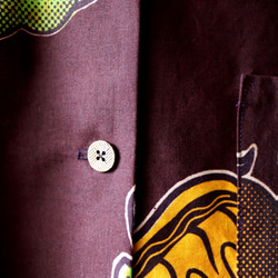 アロハシャツ　アフリカ布 開襟 半袖 レディース LA4 4枚目の画像