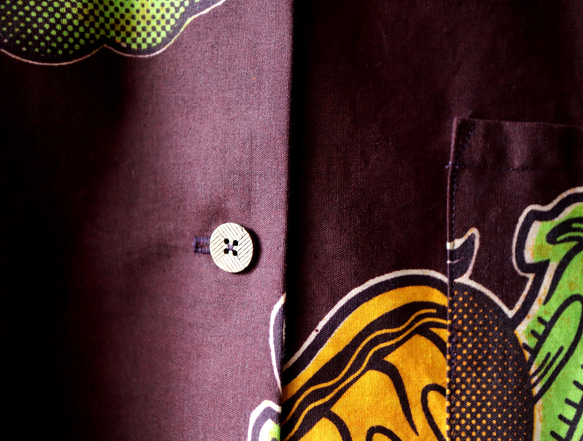 アロハシャツ　アフリカ布 開襟 半袖 レディース LA4 4枚目の画像