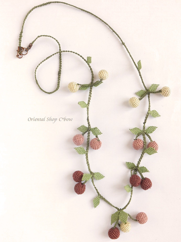 日本在庫分★シルクイーネオヤ：７０ｃｍ＊ロングネックレス｜さくらんぼ｜タイプA[20220610065]