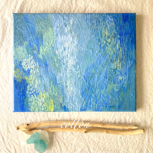 キャンバス油絵　専用　青い背景のコップに入れた野のお花　抽象静物画 キャンバス油絵専用青い背景のコップに入れた野のお花抽象静物画