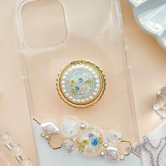 【数量限定】iPhoneケース　スマホケース　Android flower bubble 押し花 3枚目の画像