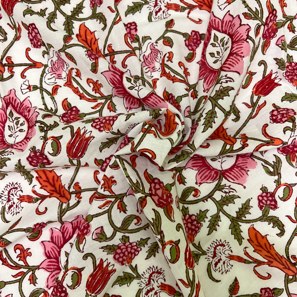 1m〜】インド産 ハンドブロックプリント生地 NHB208 生地 makhana 通販