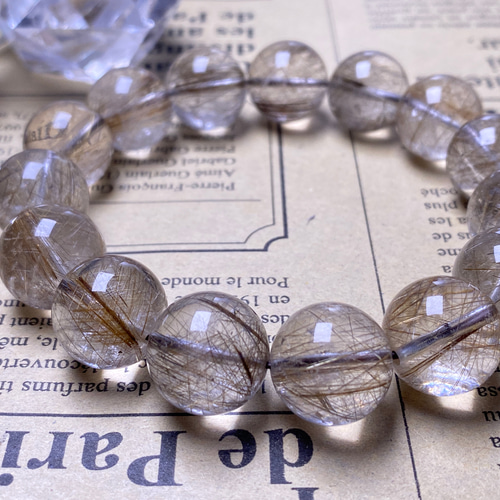 天然】タイチンルチルクオーツ ブレスレット 14.7mm