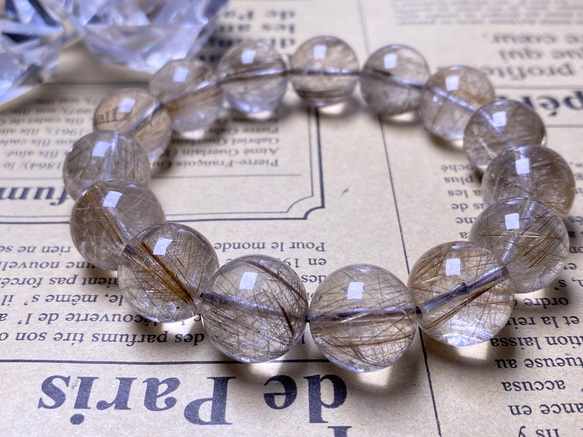 高品質No:1201シルバールチルクォーツ天然石早い者勝ブレスレット