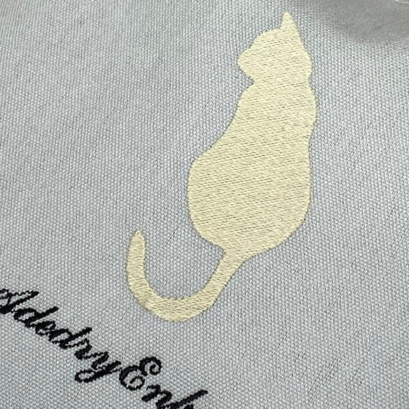 【送料無料】座り猫のシルエット刺繍 キャンバスサコッシュ ポシェット ポーチ 5枚目の画像