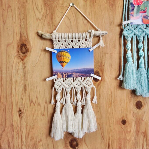 カラーが選べる！マクラメ編み フォトフレーム 手作り キット 流木付き