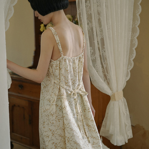 ベージュの花柄調節可能なショルダーストラップサマースパゲッティ  