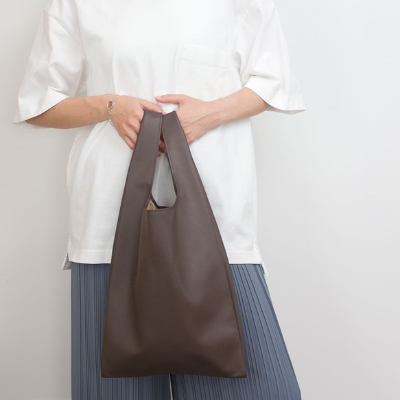 [送料無料]　　上品さが光るおしゃれで上質なレザーエコバッグ　ディープトープカラー                                 GMS1689606623(12870円)