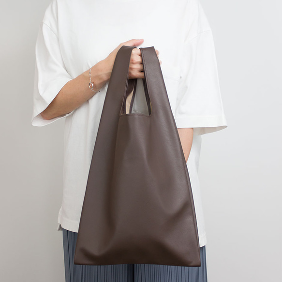 [送料無料]　　上品さが光るおしゃれで上質なレザーエコバッグ　ディープトープカラー                                 GMS1689606623(12870円)