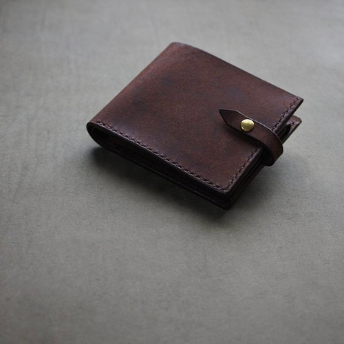 【一点物】二つ折りマネークリップ　ブラウン　イタリアンレザー　ハンドメイド 一点物】二つ折りマネークリップ ブラウン イタリアンレザー ハンドメイド