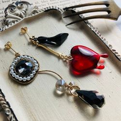 14kgfハンドメイドピアス　真っ赤なハートと黒いお月さま 14kgfハンドメイドピアス 真っ赤なハートと黒いお月さま 楽天市場