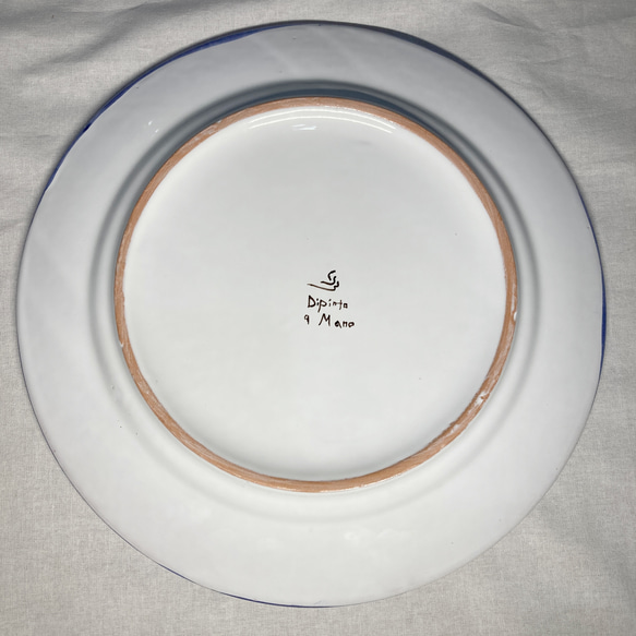 [sale]リム付き 丸皿 25.5cm オリーブ柄 マヨリカ焼き イタリア陶器 3枚目の画像