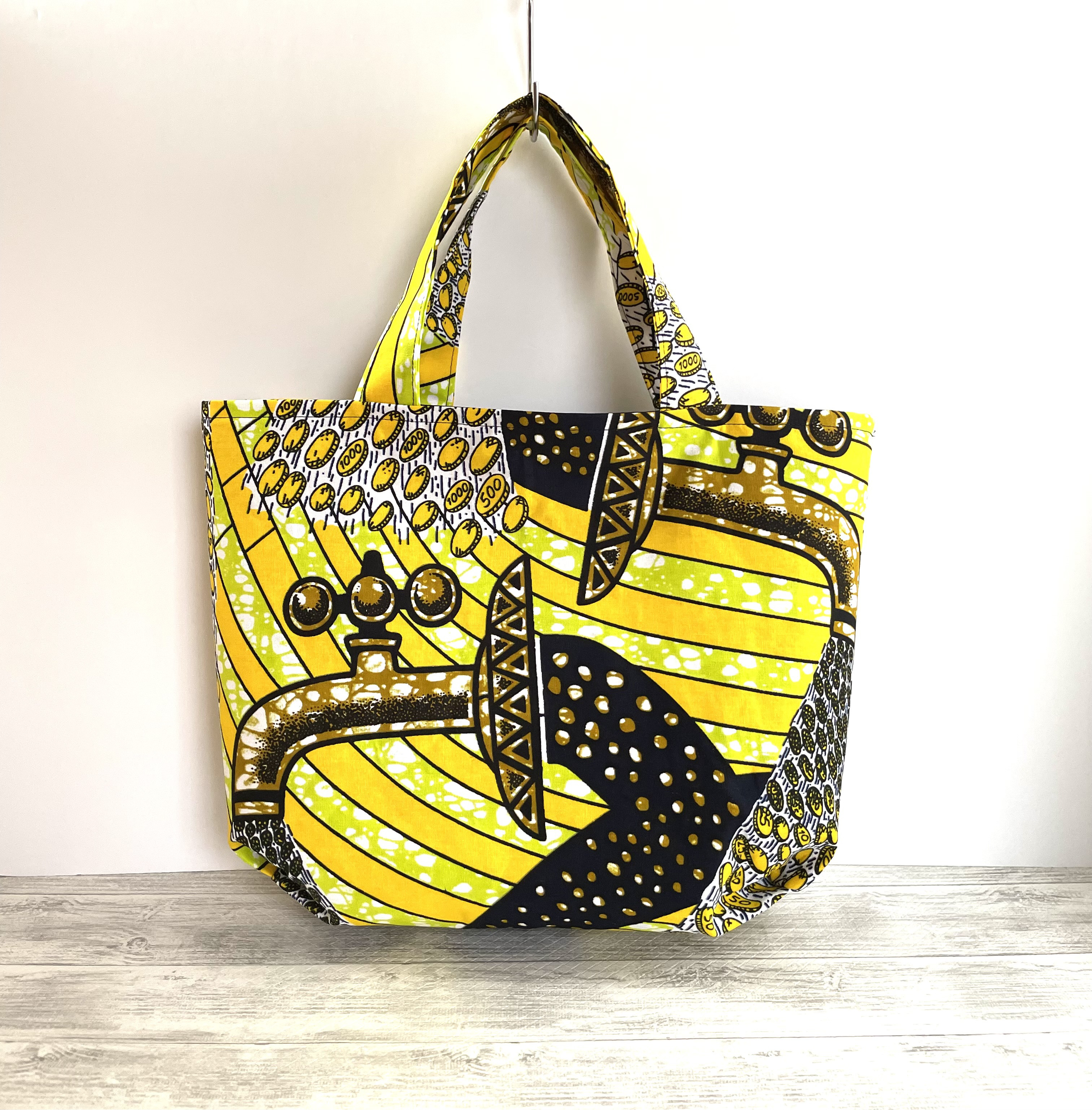 送料無料》SALE☆アフリカ布バック トートバック イエロー アフリカン