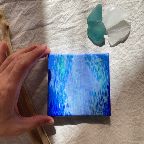 青い海の抽象画 着る キャンバスプリント 大きめ 