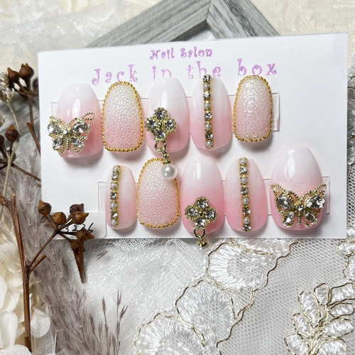 オーダー】ネイルチップチャームネイルキラキラワンホン韓国ベイビー