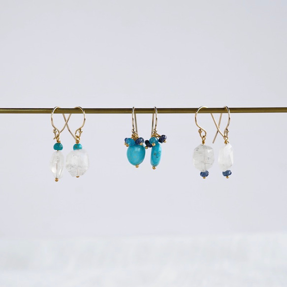 Turquoise & sapphire earrings [OP810] 第3張的照片