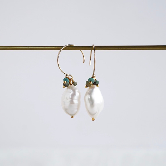 Baroque pearl earrings [OP806] 第3張的照片