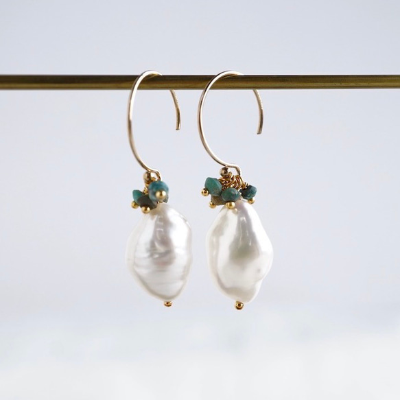 Baroque pearl earrings [OP806] 第1張的照片