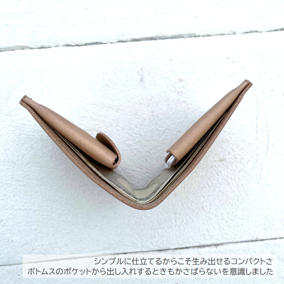 ミニマム 2つ折り財布 小銭入れつき 牛革 レザー ヌメ革 本革 日々を刻む日記帳 nfl pst Creema店 3枚目の画像