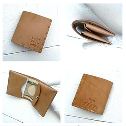 ミニマム 2つ折り財布 小銭入れつき 牛革 レザー ヌメ革 本革 日々を刻む日記帳 nfl pst Creema店 5枚目の画像