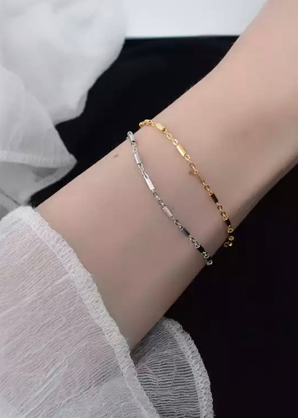 金属アレルギー対応⭐︎silver925 チェーンブレスレット 1枚目の画像