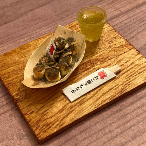 岡モータース　焼き餅　オブジェ ミニチュア大阪たこ焼きセット！ 立体・オブジェ MANIMANIKO