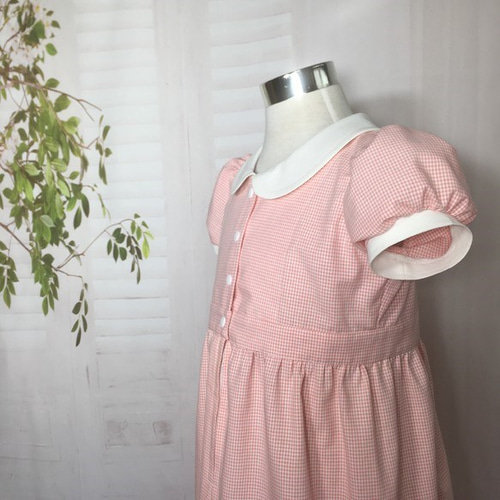 受注用）白衿サーモンピンクのワンピース サイズ100cm 子供服 Original