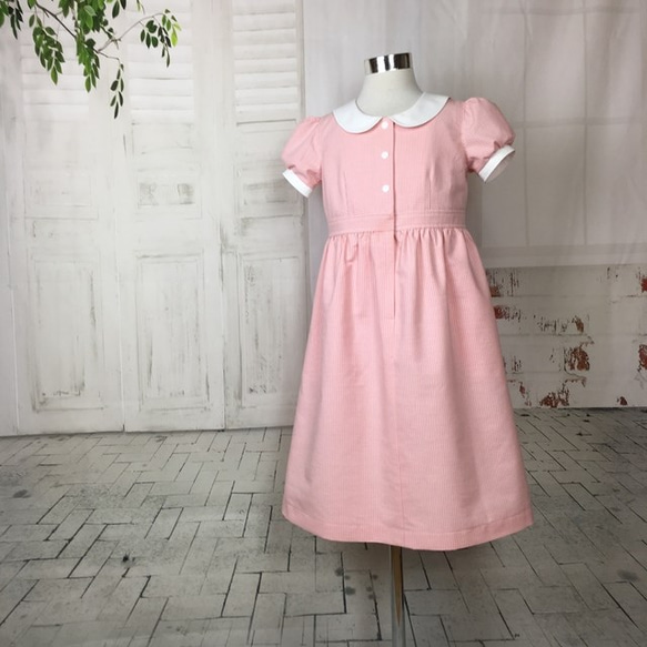 受注用）白衿サーモンピンクのワンピース サイズ100cm 子供服 Original
