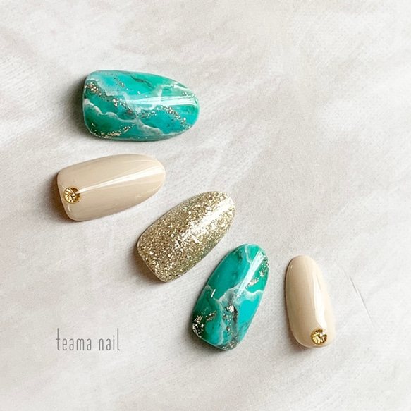 【314】オーダー❉ターコイズブルー 大理石 トルコ石 夏ネイル フットチップ 314】オーダー❉ターコイズブルー 大理石 トルコ石 夏ネイル フット