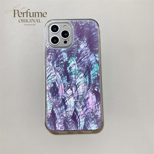 キラキラ天然シェル✨パープル 紫色 貝殻 オリジナル iPhone