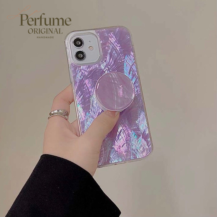 名入れ♡キラキラホワイトカラフルシェル✨ポップソケット付き♡iPhoneケース 名入れ♡キラキラホワイトカラフルシェル✨ポップソケット付き