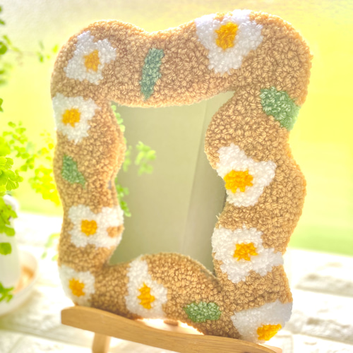 もこもこミラー カフェオレ ウェーブミラー 鏡 誕生日 プレゼント タフ