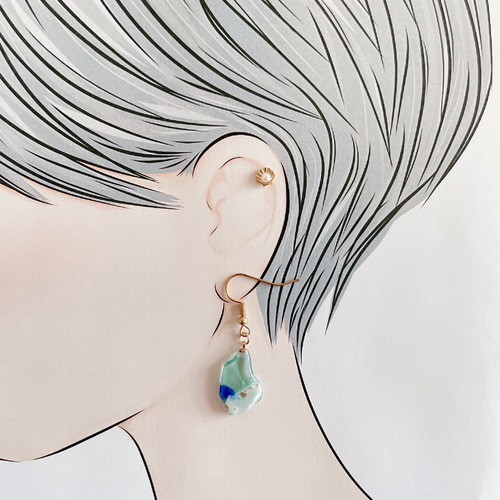 着画イラスト ハンドメイド作家さま 女性横顔 SNS映え ピアス ヘア  