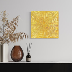 そのまま飾る、光のみなもと☆『金の太陽』がんどうあつし肉筆絵画F4