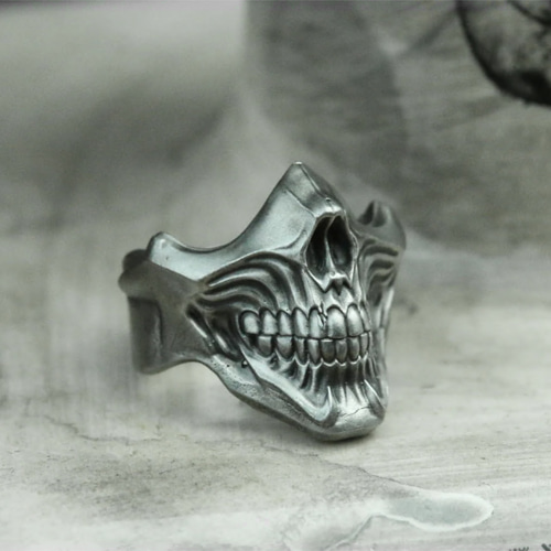 ホラーマスク925シルバーリング、ゴシックスマイリーシルバーリング
