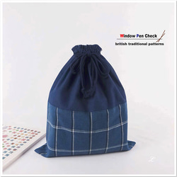 New▷ 大きめ 巾着袋 【 チェック】 体操服入れ お着替え袋 特大