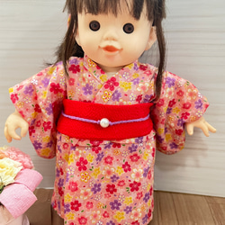 ぽぽちゃん服　浴衣(ピンク、花柄) 2枚目の画像