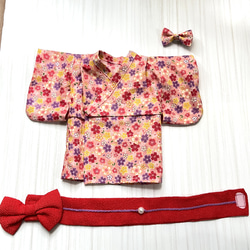 ぽぽちゃん服　浴衣(ピンク、花柄) 6枚目の画像