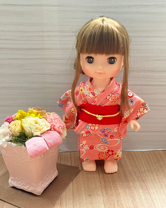 ソランちゃんなど。26cmドール 服 浴衣(ピンク、花柄) その他人形 