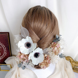 装いの時間 【 pink beige ｱｰﾃｨﾌｨｼｬﾙ ｱﾈﾓﾈ 】 ヘッドドレス アクセサリー 髪飾り  結婚式 5枚目の画像