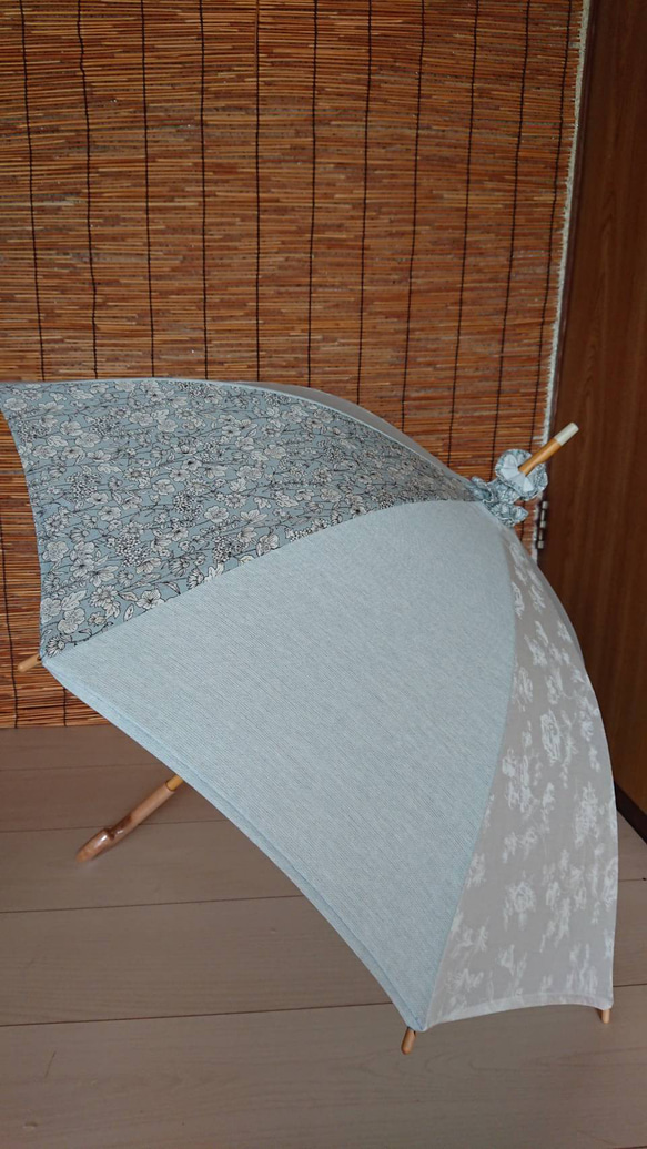 母の日ギフトにも❗手作り日傘＋バック(落ちついた雰囲気のブルー系) 20％OFF❗  9800円→7800円‼️ 5枚目の画像