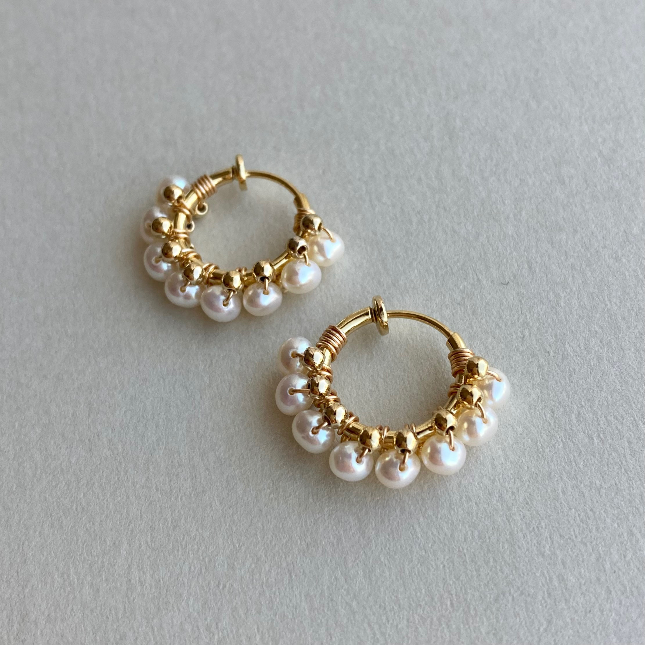 K16GP*淡水パールフープイヤリング