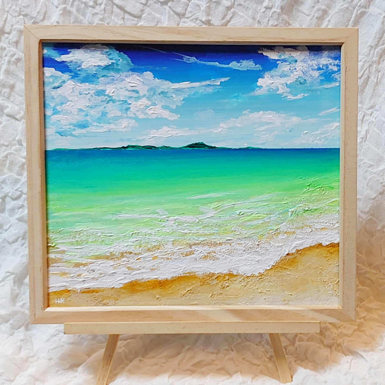 大人の上質  油絵 絵画【バラの先に見える海】 絵画
