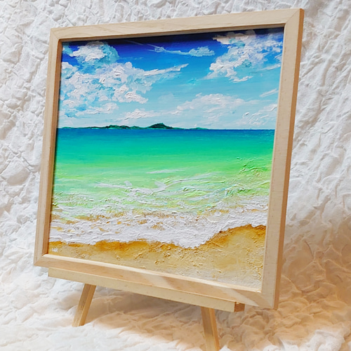油絵 絵画 【海の先に見える小島】 絵画 HR 通販 14408372