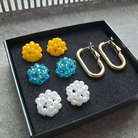 【送料無料】　全15カラー beads ball 3color ～着せ替えフープピアス・イヤリング～” 12枚目の画像