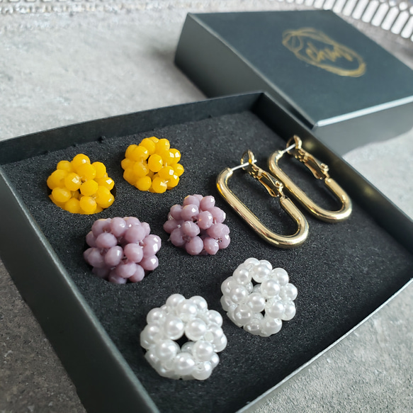 【送料無料】　全15カラー beads ball 3color ～着せ替えフープピアス・イヤリング～” 1枚目の画像